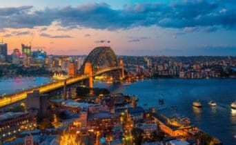 Panorama of Sydney harbour and bridge in Sydney city