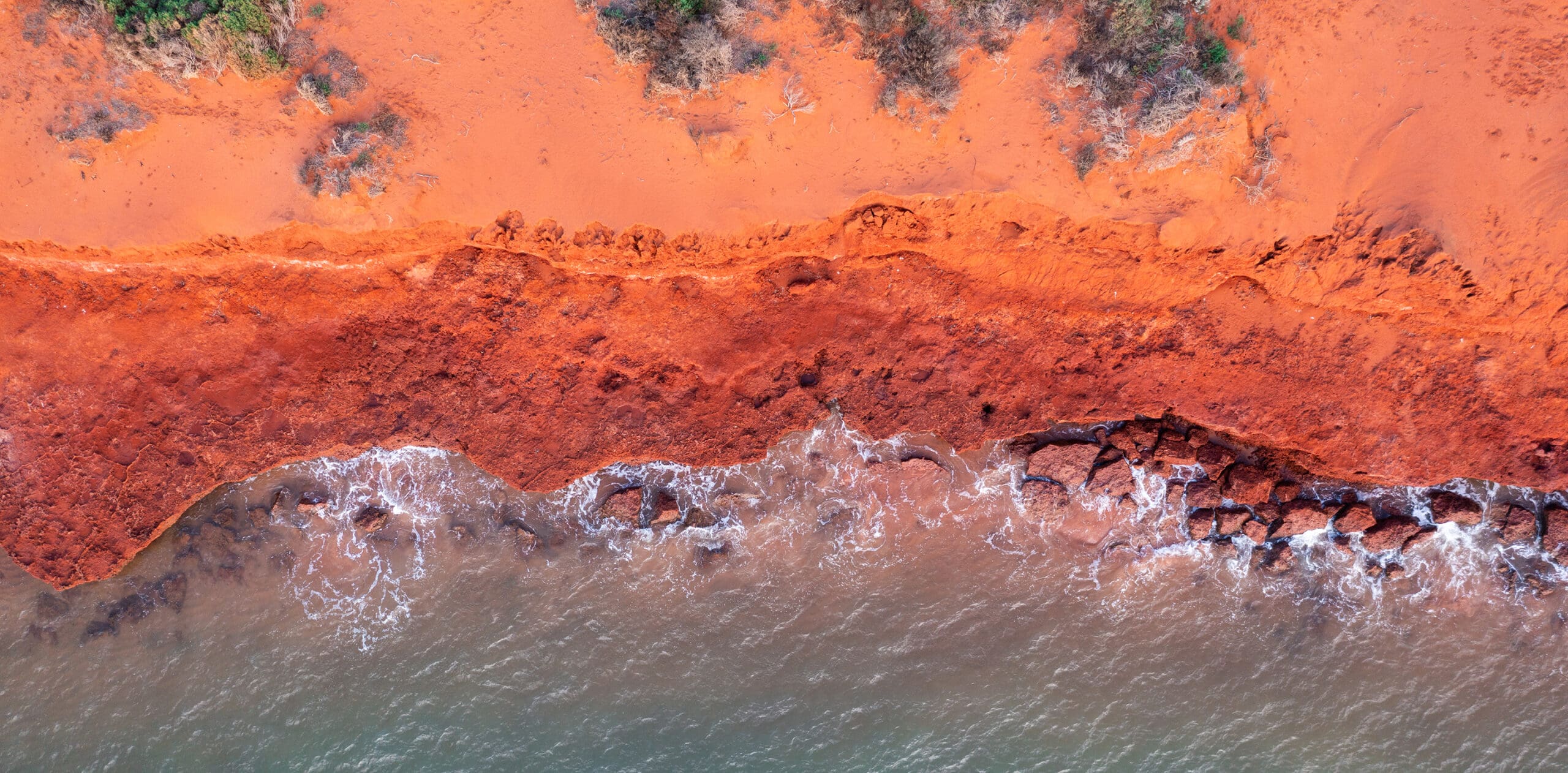 Aerial view at sunset of coast around Cape Peron at Shark Bay, W